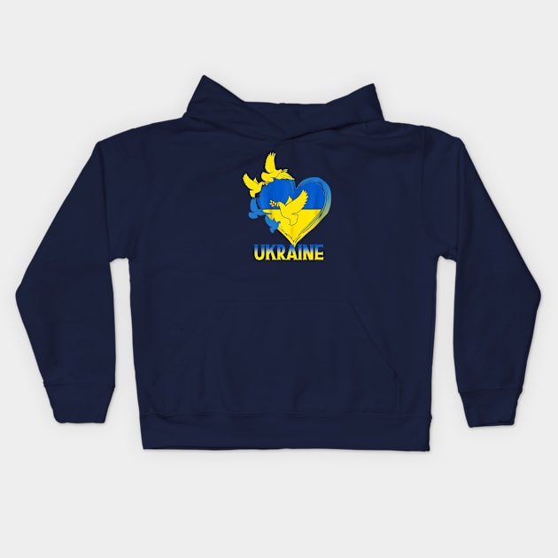 Ukraine Flag Ukrainian Heart Kids Hoodie by Gtrx20